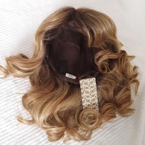 Heat-Resistant IMAN Curly Blond Highlighted Wig